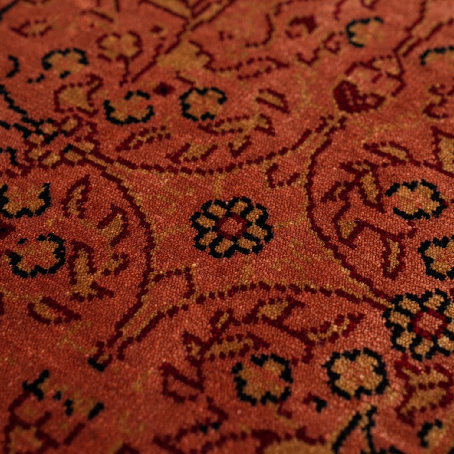 Zade Serisi Vintage Desenli Turuncu Doğal Tezgah Dokuma Halı
