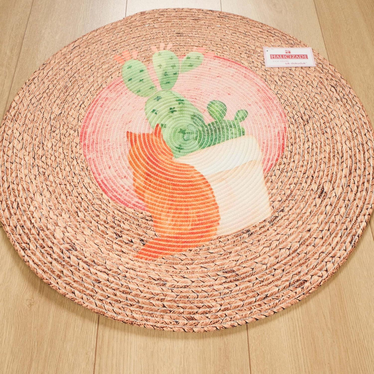 Çiçek Desenli Makine Dokuma Halı, kahverengi, 80x80 cm — Halıcızade