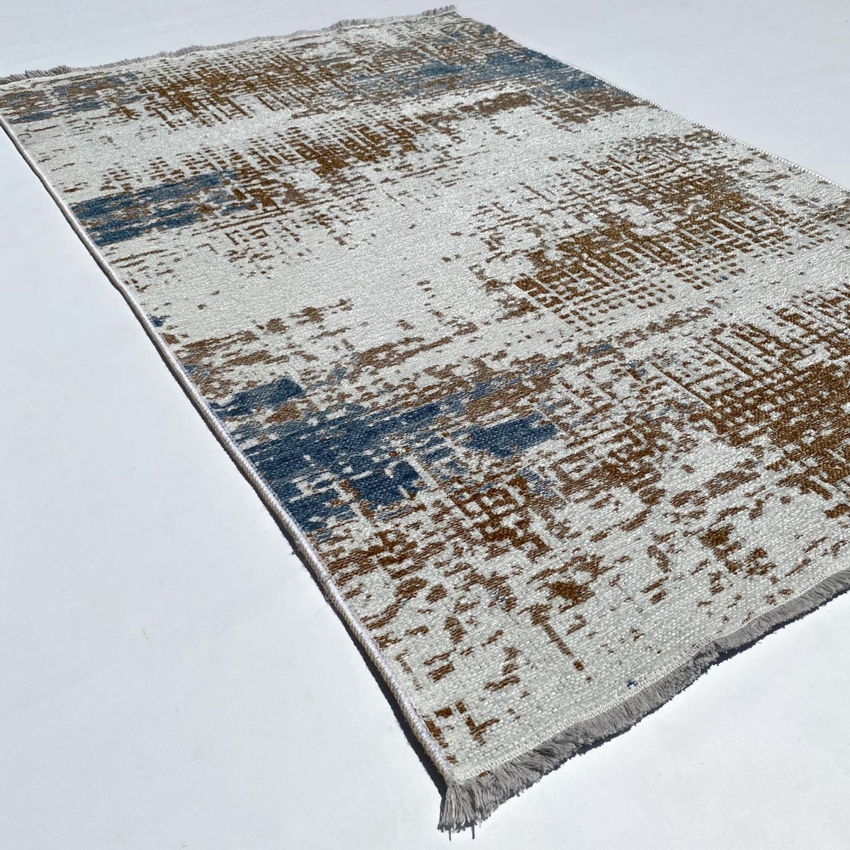 Noa Serisi Soyut Desenli Makine Dokuma Kilim, kahverengi, 115x180 cm — Halıcızade