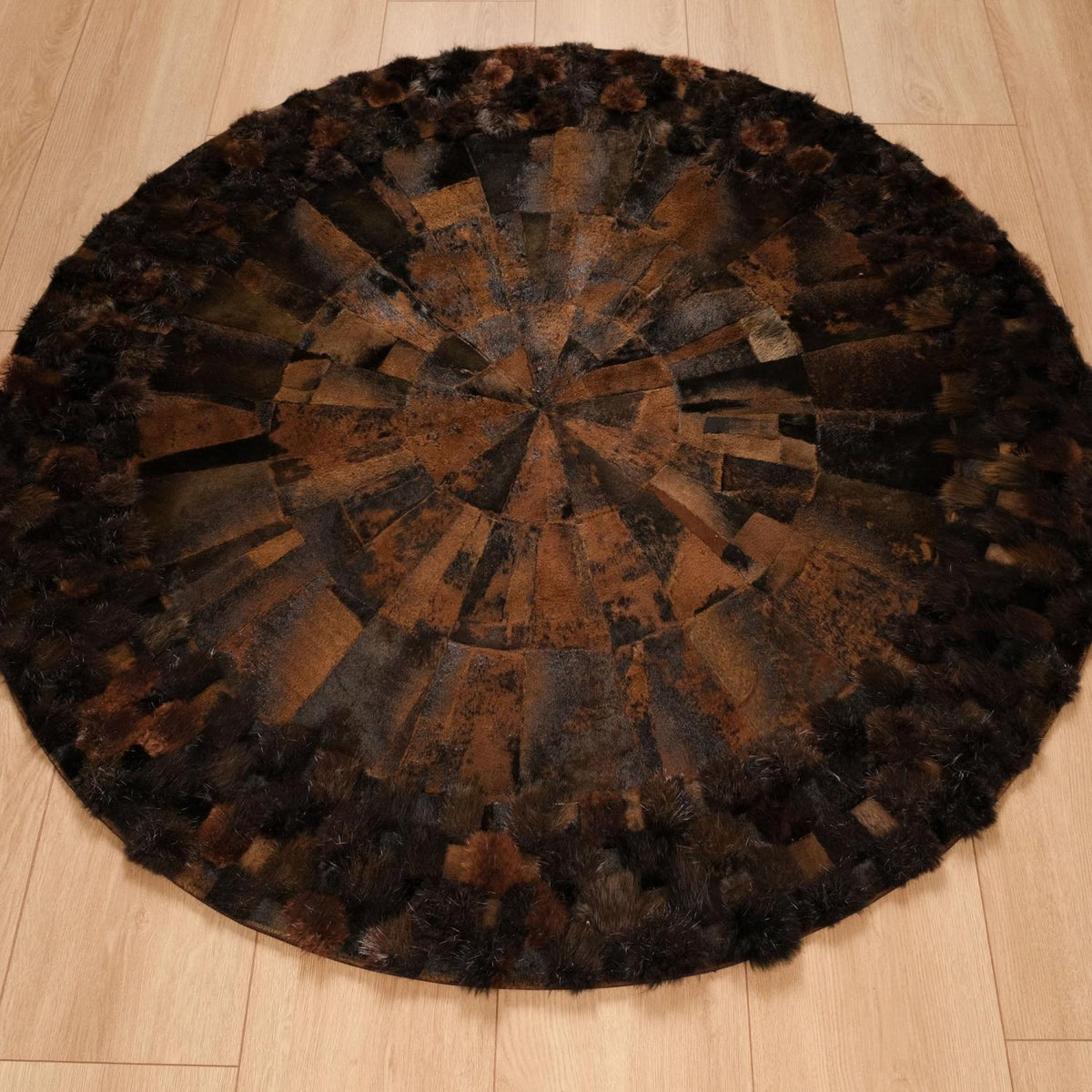 Geometric Patterned Leather - Sheepskin Carpet