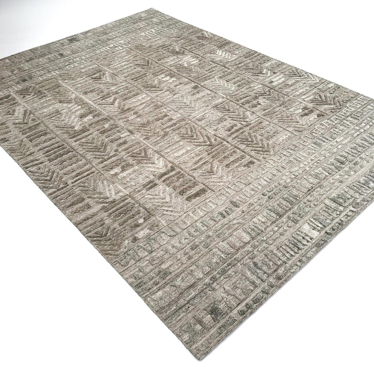 Geometrik Desenli El Dokuma Halı, gri, 200x300 cm — Halıcızade