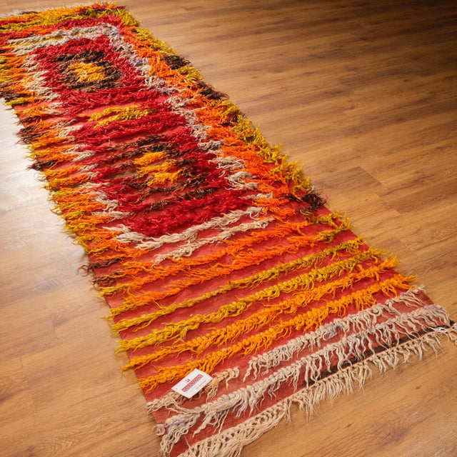 Anadolu Desenli El Dokuma Sandık Eskisi Tülü Koridor Kilim, rengarenk, 100x335 cm — Halıcızade