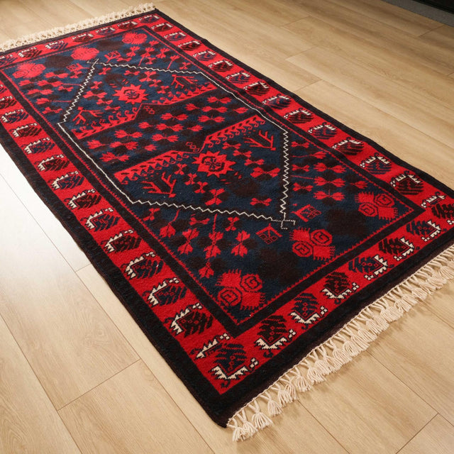 El Dokuma Yağcıbedir Desenli Kırmızı Klasik Halı, 120x220 cm — Halıcızade